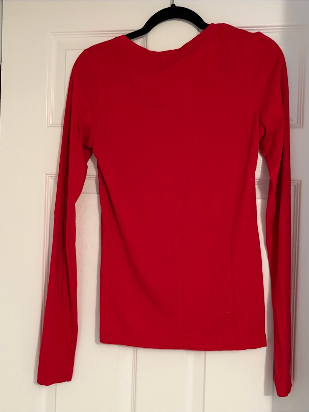 Lacoste Red V-Neck Long Sleeve Women's Top - Picture 7 of 7